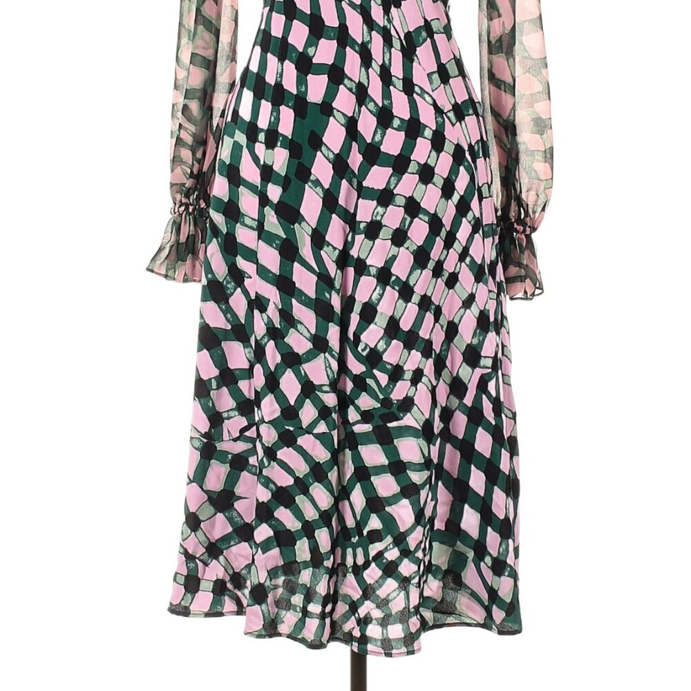 NWT DVF Diane von Furstenberg pink & green stripe dress, Size 6 - Picture 2 of 4